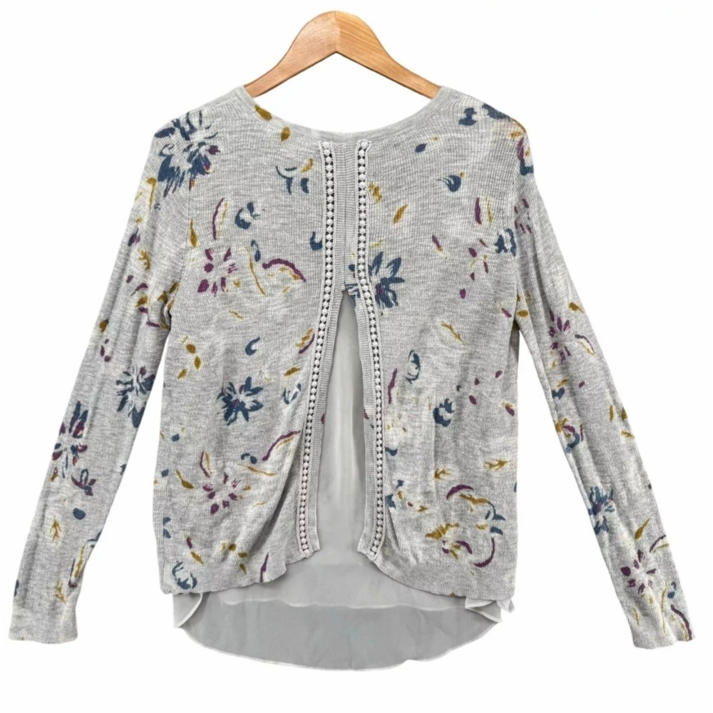 Lucky Brand Sweater Top‎ Tunic Floral Chiffon Sz XL Gray - Picture 16 of 16